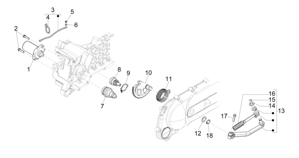 Démarreur - Bendix Piaggio Typhoon 50 2 temps Euro 4 2018-2020