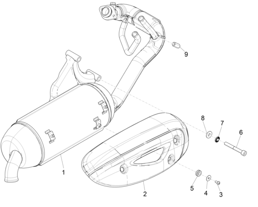 Système d'échappement Piaggio Typhoon 50 2 temps Euro 4 2018-2020