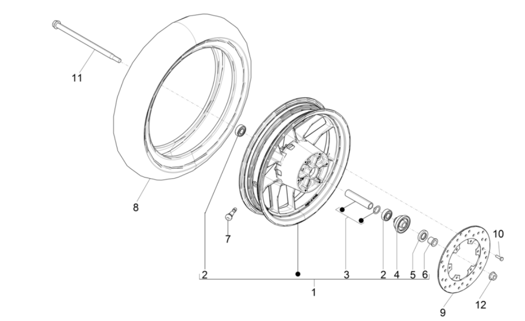 Roue avant Piaggio Typhoon 50 2 temps Euro 4 2018-2020