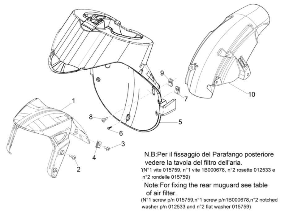 Pare-boue avant - Garde-boue Piaggio Typhoon 50 2 temps Euro 4 2018-2020