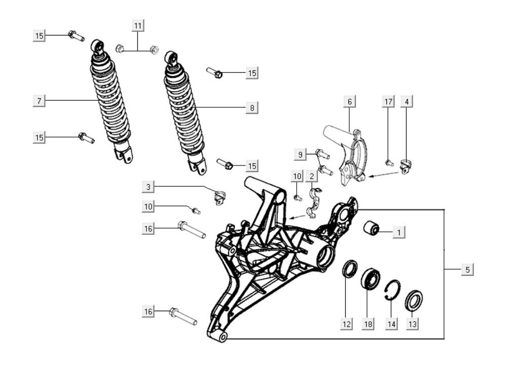 Amortisseur arrière Kymco Xciting 400i Matt Black