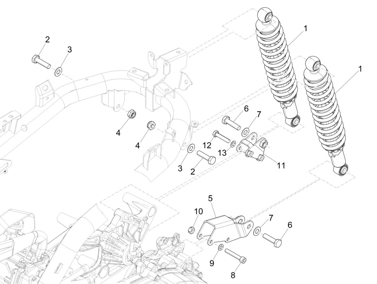 Amortisseurs Piaggio Medley 125 4T IE ABS E4 2016-2019 (EMEA)