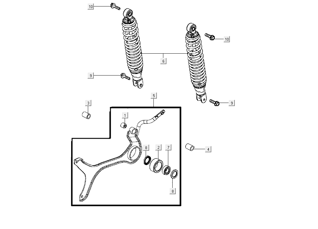 Amortisseur Kymco Super8 Street 50i E4 Gris Mat