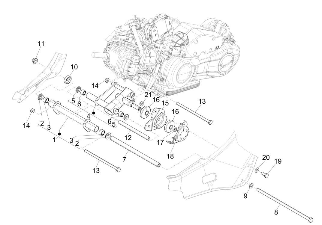 Bras oscillant Vespa Sprint 125 4T 3V IE ABS