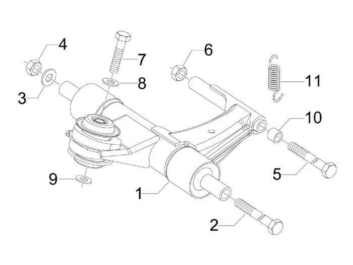 Sous-châssis Vespa Sprint 4 temps 3 soupes (injection euro4 IGET)