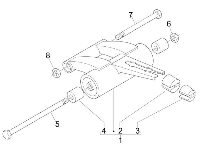 Cadre arrière Piaggio Zip 2000 2 temps AC