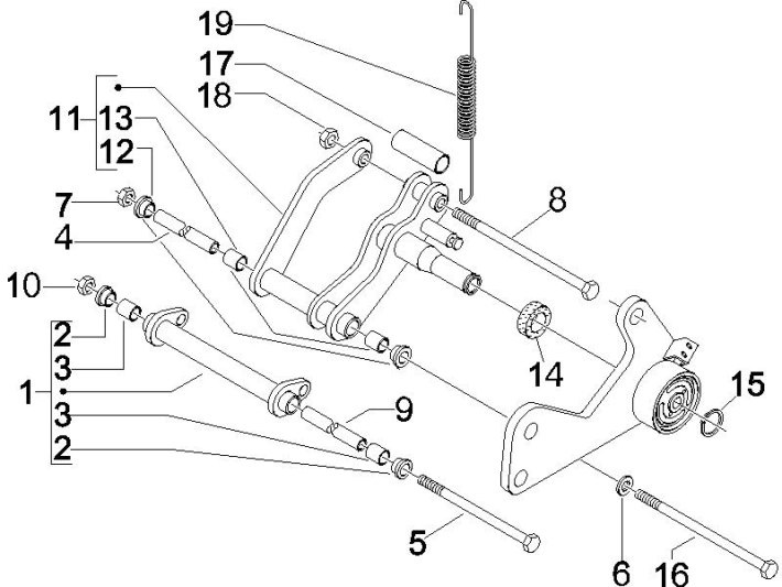 Fourche avant Vespa GTS 250 ie 2005-2009 (avec ABS) jaune 928