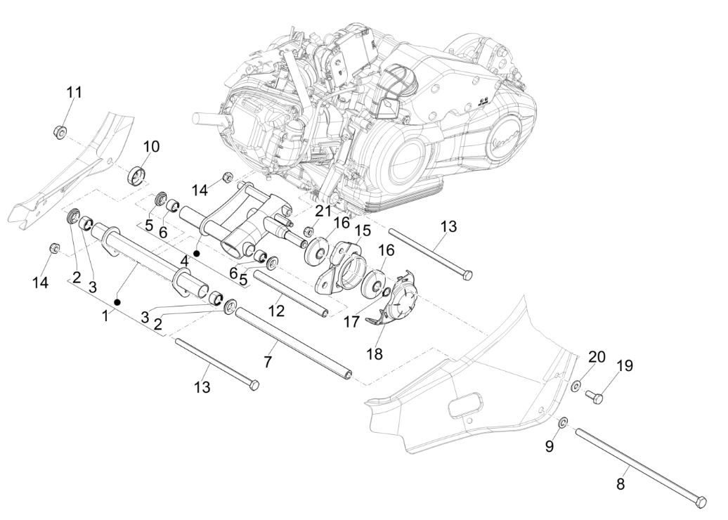 Bras oscillant Vespa Primavera 125 4 temps 3V IE ABS