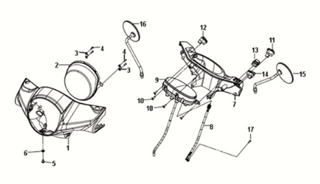 Optique de phareSym Fiddle III 50 E3 brun (BR-497U)