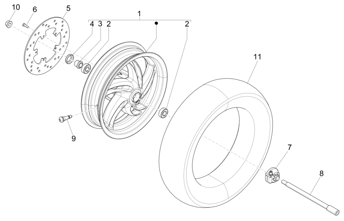 Roue avant Piaggio Fly 125 4 temps 3V IE E3