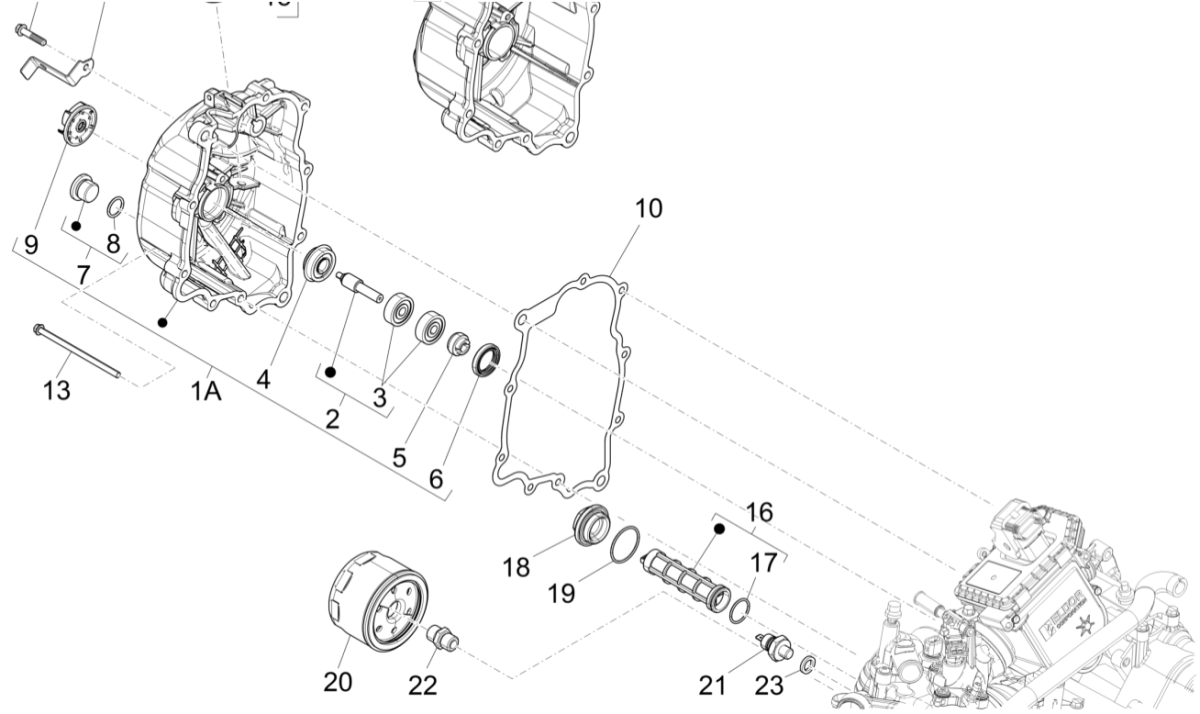 Couvercle de volant magnétique - filtre à huile Piaggio Beverly 125 RST 4T 4V IE E3 2010-2015 (EMEA)