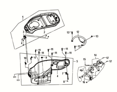 Selle - poignée arrière Sym Fiddle III 50 E3