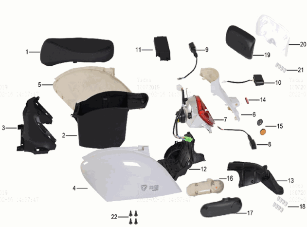 Boite de siège Yadea M6L