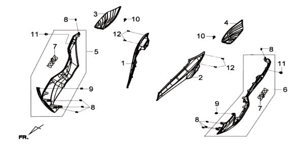 Jupe latérale Sym Joymax 300I ABS E3 2014-2016 Gris mat (GY-7450U)