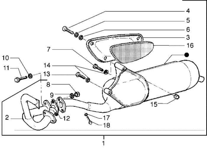 Echappement Piaggio Liberty 2 temps jusqu'à 2005