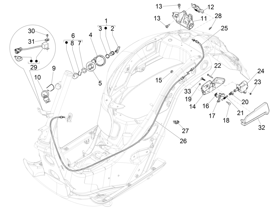Serrures Vespa GTS 125 4T E5 ABS 2021 (EMEA)