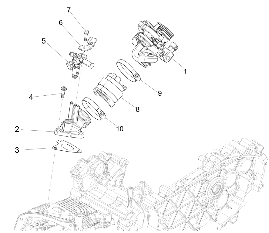 Boitier de papillon des gaz - Connexion Injecteur Entrée Vespa Sprint 125 4T 3V IE ABS