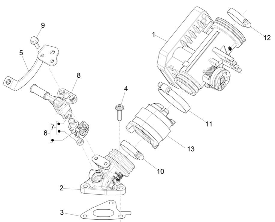 Injecteur - Raccord d'entrée Piaggio Liberty 125 4 temps 3V IE ABS (IGET Euro 5)