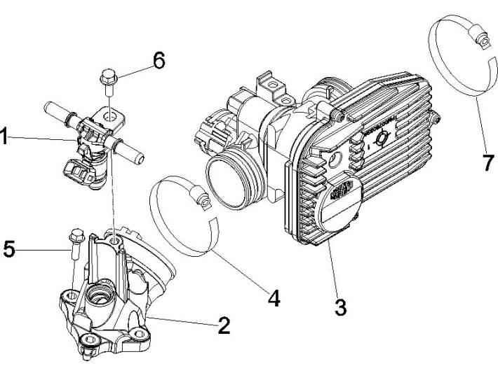 Boitier papillon - Injecteur - Raccordement entrée Vespa GTS 250 ie 2005-2016 (sans ABS)