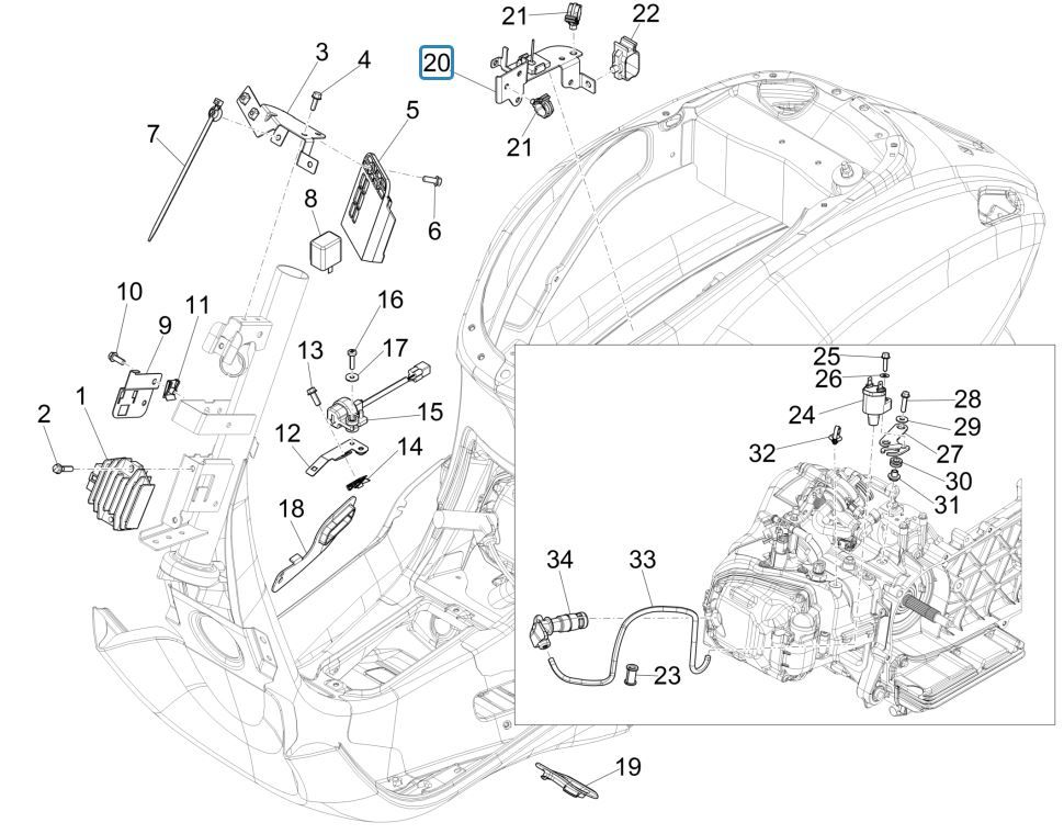 Régulateur de tension - Unités de commande électroniques - Bobine d'allumage HS Vespa Primavera 125 4T 3V IE ABS