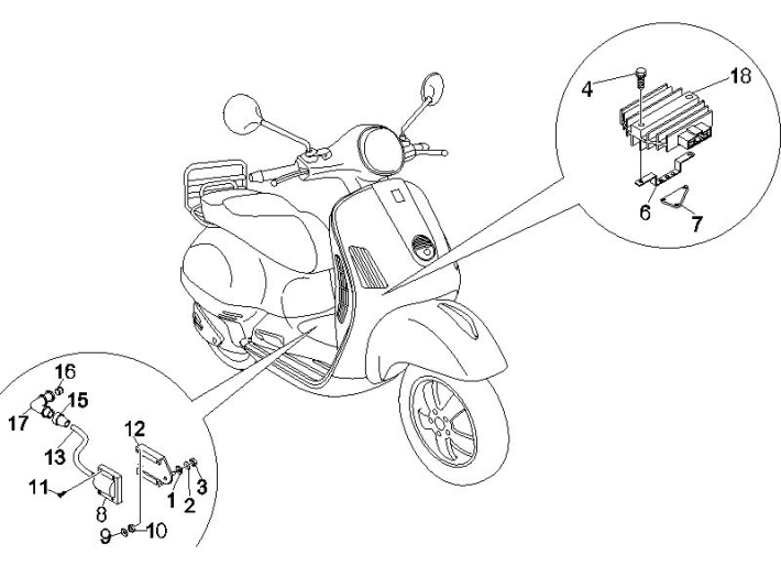 Régulateur de tension - Bobine d'allumage HS Vespa GTS 250 ie 2005-2009 (avec ABS)