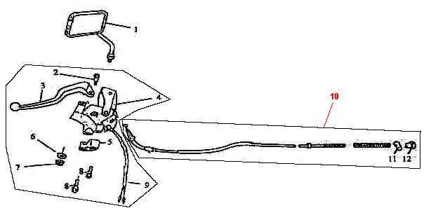 Rétroviseur gauche Turbho RG50 125cc