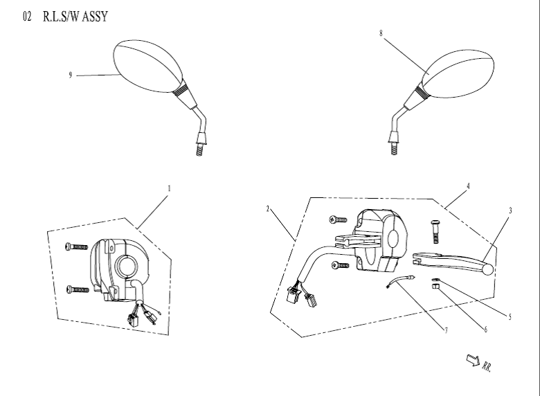 Commutateur de guidon de rétroviseur AGM Venom blanc