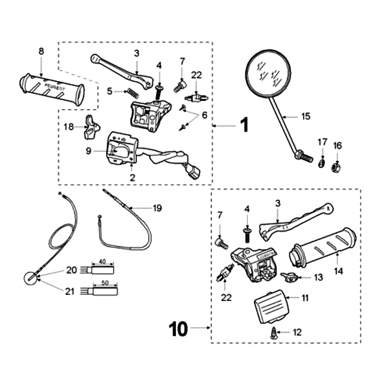 Rétroviseurs Peugeot Fox rouges
