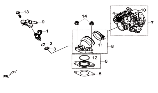 Collecteur/injecteur de carburant/corps d'accélérateur Sym Joymax 300I ABS E3 2014-2016