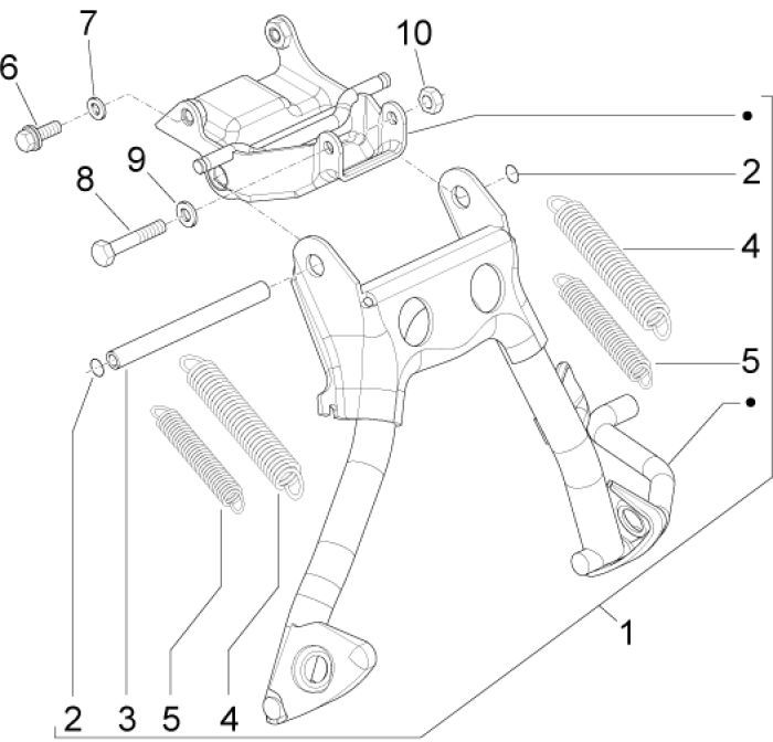 Châssis béquille centrale Piaggio Liberty 2 temps