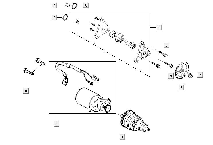 démarreur Bendix Kymco Super 8 4 temps (2007-2009) Bleu jaune