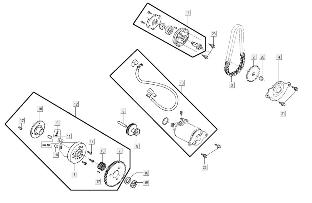 Starter Motor - Pompe à huile Kymco Like 200i Black