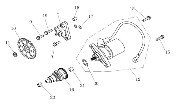 Bendix démarreur China Ape50 blanc