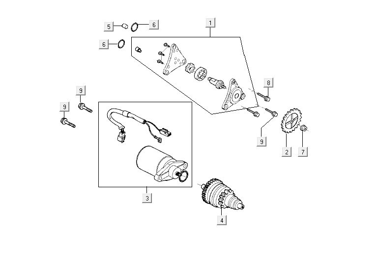 Démarreur Kymco Agility 10' 4 temps argent