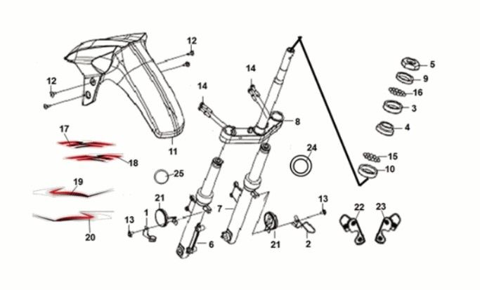 Steering  stem - front cushion Sym Crox 50 E5 WHITE/GREY (WH-8018P/GY-7450U)