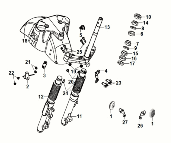 Voix de direction - coussin avant Sym Fiddle IV 50 E5 gris sidéral (BK-2593U)