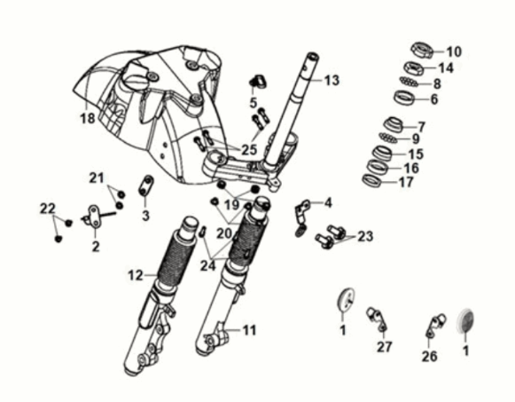 Steering stem - front cushion Sym Fiddle IV 125i AC CBS E5 2020-2021 NARDO GREY (GY-430C)