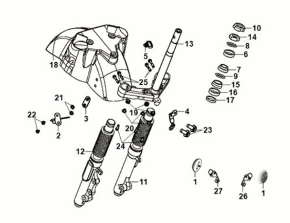 Steering stem - front cushion Sym Fiddle IV 125i AC CBS E5 2020-2021 BLUE (BUP275U)