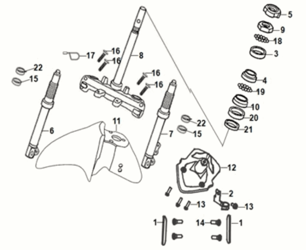 Steering stem - front cushion Sym Jet 14 125I LC E5 2021-2024
