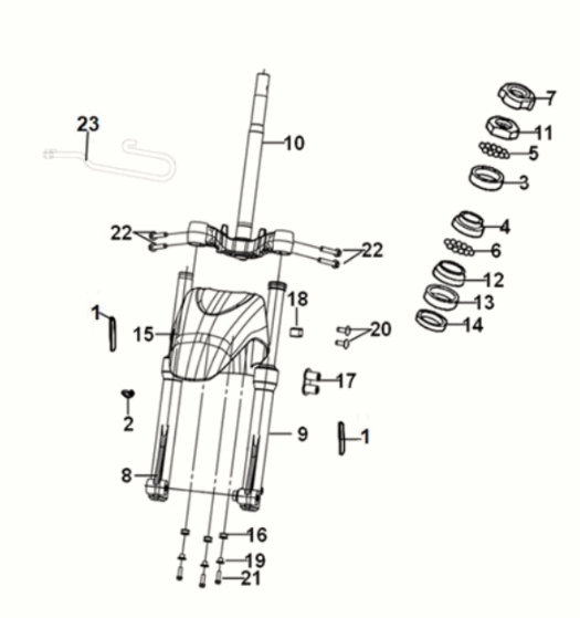 Voix de direction - coussin avant Sym Symphony ST 50 E5 gris/rouge (GY-010U) (siège rouge)