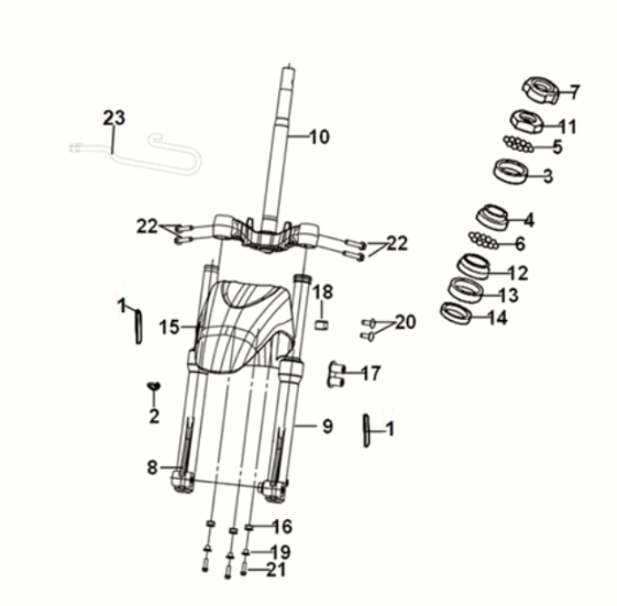 Voix de direction - coussin avant Sym Symphony ST 50 E5 blanc (WH-8028P)
