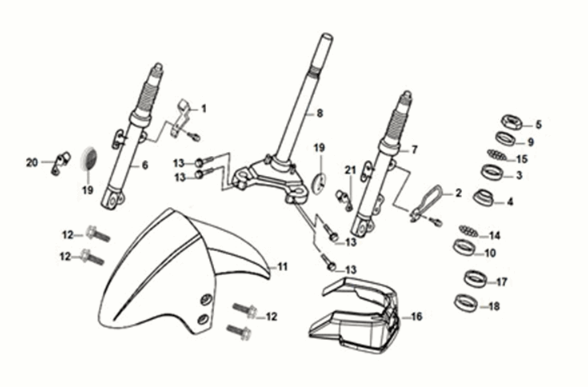 Tige de direction - coussin avant Sym X-Pro 50 E5 rouge (R-010CA)