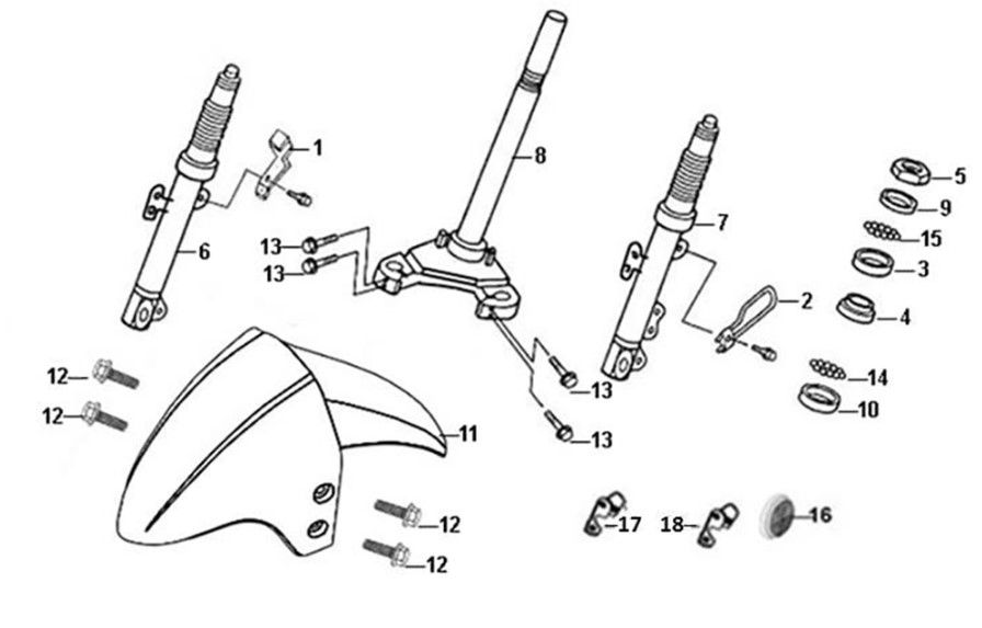Steering stem front cushion Sym Orbit II 125i E4 GRAY (GY-7450U)