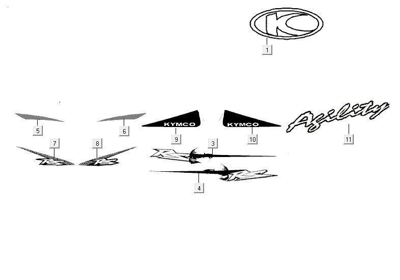 transferts autocollants Kymco Agility RS 4 temps blanc 11