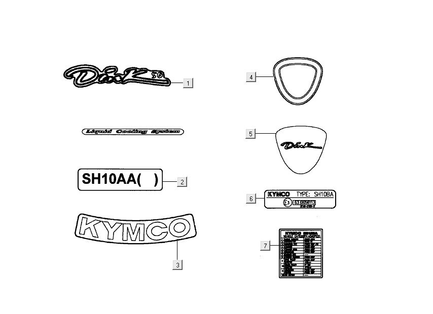 stickers transferts Kymco Dink LC 2 temps argent