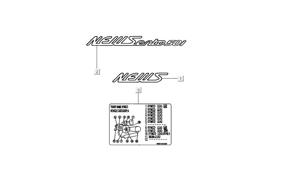 Autocollants - Transferts Kymco New Sento 4 temps 50i bleu