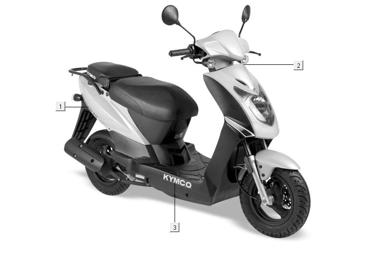 Autocollants 2 Kymco Agility 10' 4 temps argent