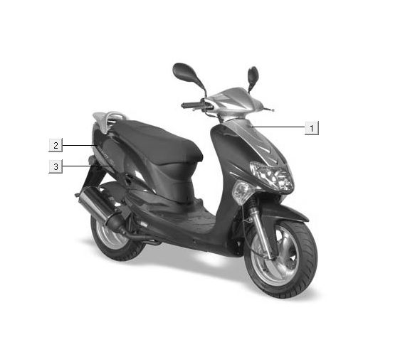 2 autocollants Kymco Vitality 2t ac rouge