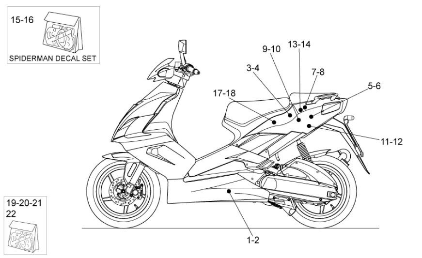 Emblèmes – Autocollants – Logo Aprilia SR 50 2T LC (injection et carburateur) 2004-2009