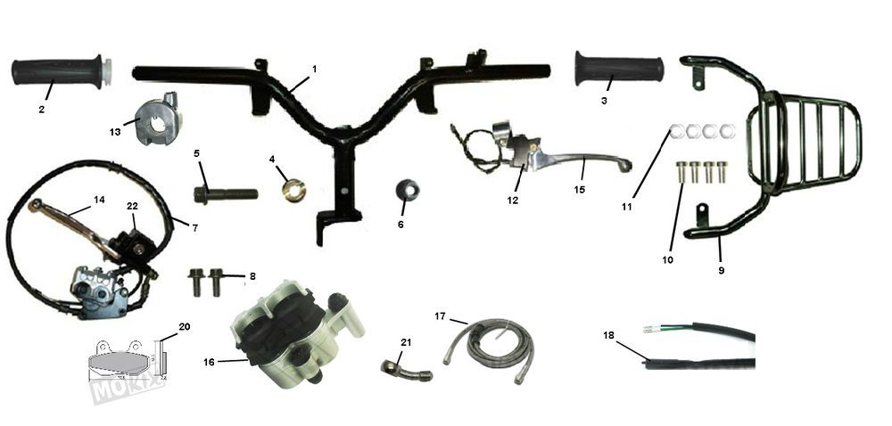 Guidon - Support arrière - Étrier de frein Riva Sport VX50S 4 temps